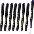 EYEYE Fountain Pens for Writing, 8 Pack Blue Fine Point Pens Disposable by eyeye