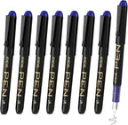 EYEYE Fountain Pens for Writing, 8 Pack Blue Fine Point Pens Disposable by eyeye