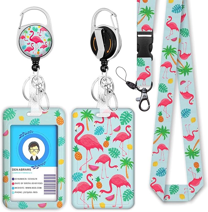 Teacher Lanyards for ID Badges and Keys, Retractable ID Badge Holder by Giancomics