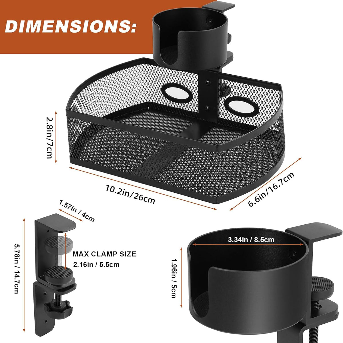 MASTLU Under Desk Organizer,Cup Holder,Table Management Tray, Swivel Pencil D...