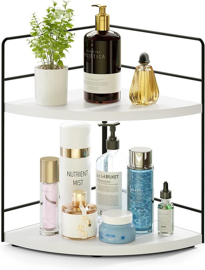 ZGO 2-Tier Bathroom Counter Organizer, Corner Skincare Organizers, Bathroom by ZGO