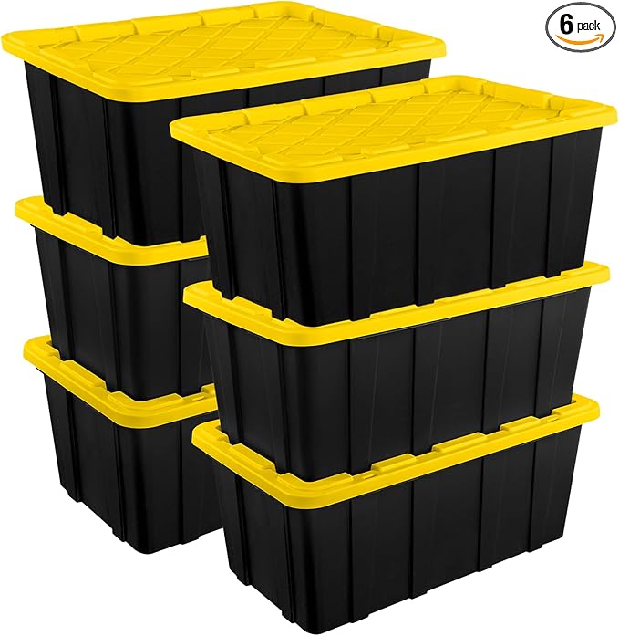 Sterilite 6-Pack Industrial Tote, Plastic Storage Container Bins by Sterilite