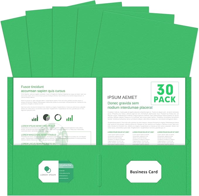 Two Pocket Folders, PANDRI 30 Pack 2 Pocket Folders, Letter Size Paper File by PANDRI