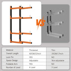 lumber storage rack wall mount, foldable 8-level wood shown in use