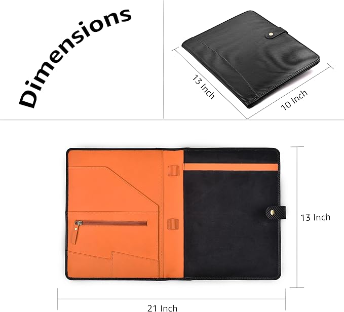 LEATHER VILLAGE Portfolio Professional Organizer– Carbon Fiber Genuine Leather - Image 2