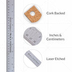 Breman Precision Metal Ruler 15 Inch Cork Back – Stainless Steel Straight Edge - Image 2