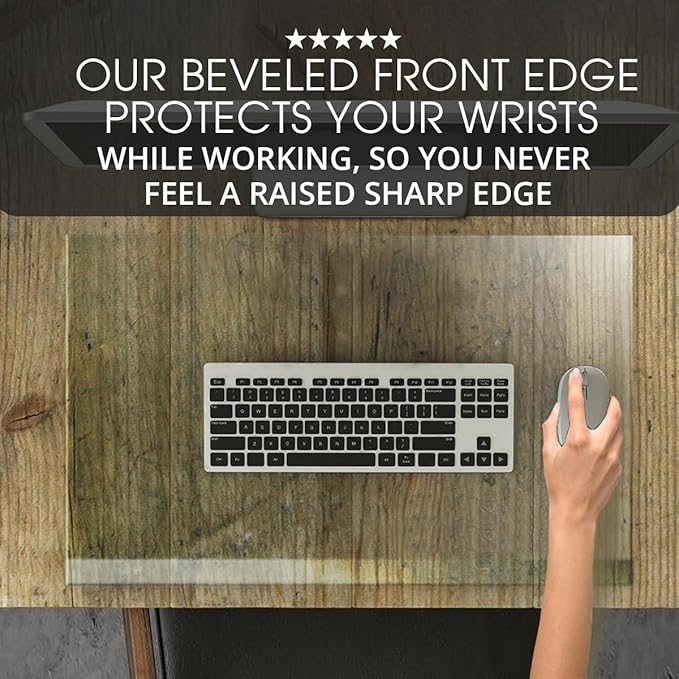 Clearly Innovative Premium Tempered Glass Desk Pad | 20" x 30" Desk Protector | - Image 2