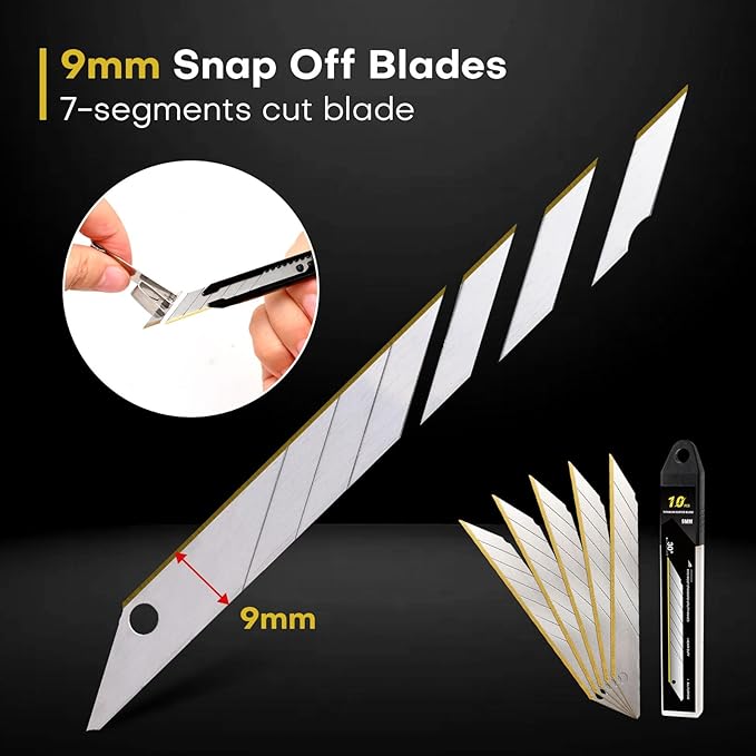 NEWISHTOOL 3 Pack Utility Knife Box Cutter Retractable, Titanium Coating Edge - Image 4