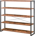 HCHQHS Bookshelf, 5-Tier Industrial Bookcase, Rustic Open Book Shelf, by HCHQHS