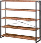 HCHQHS Bookshelf, 5-Tier Industrial Bookcase, Rustic Open Book Shelf, by HCHQHS