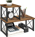 ELITEROO Wood Desktop Shelf, 2 Tier Adjustable Small Bookshelf Organizer by ELITEROO
