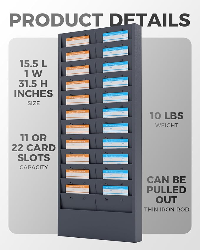 OSKIE Professional Wall-Mount Job Ticket Rack, Document Organizer 11 or 22 - Image 2