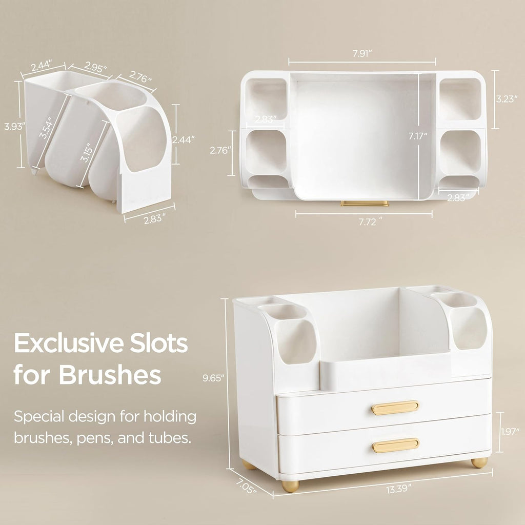hblife makeup organizer for vanity with brush holder, close-up detail