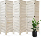 Room Dividers and Folding Privacy Screens, Wood Louvered Separators Divider Wall - Image 8