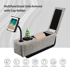 Multifunctional Sofa Armrest, Couch Armrest with Wireless Charge Stand, Removable Couch Caddy with Storage,Including LED Reading Light