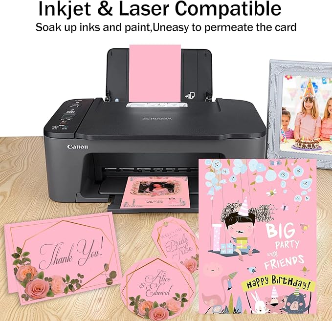100 Sheets Pink Cardstock 8.5 x 11 Thick Paper, Goefun 80lb Card Stock Printer - Image 3
