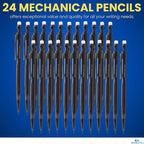 1InTheOffice Mechanical Pencils 0.7mm, HB Lead, Smoke Barrel 24 Pack - Image 6