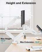dual monitor arm desk mount fits max 32 showing dimensions