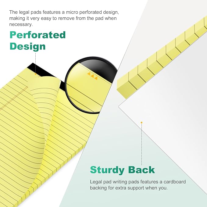 10 Pack Yellow Legal Pads 5x8 Small Note Pads, Writing Pads - Image 3