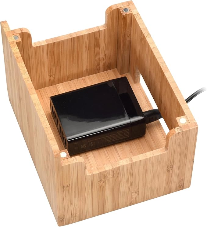Bamboo Universal Multi Device Cord Organizer Stand and Charging Station - Image 3