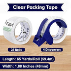 RAZCC Packing Tape, 24 Rolls Clear Heavy Duty Packaging Tape - Image 2