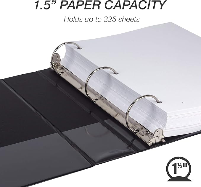 Samsill Durable 1.5 Inch Binder, Made in the USA, Round Ring Customizable Clear - Image 3
