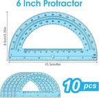 Hoiny 10 Pack Clear Protractor, 6 Inch Plastic Protractors, 180 Degrees - Image 2