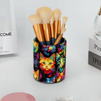 Leather Pen Holder for Desk, Colorful Cat Pattern Pencil Cup Desktop Organizer - Image 6