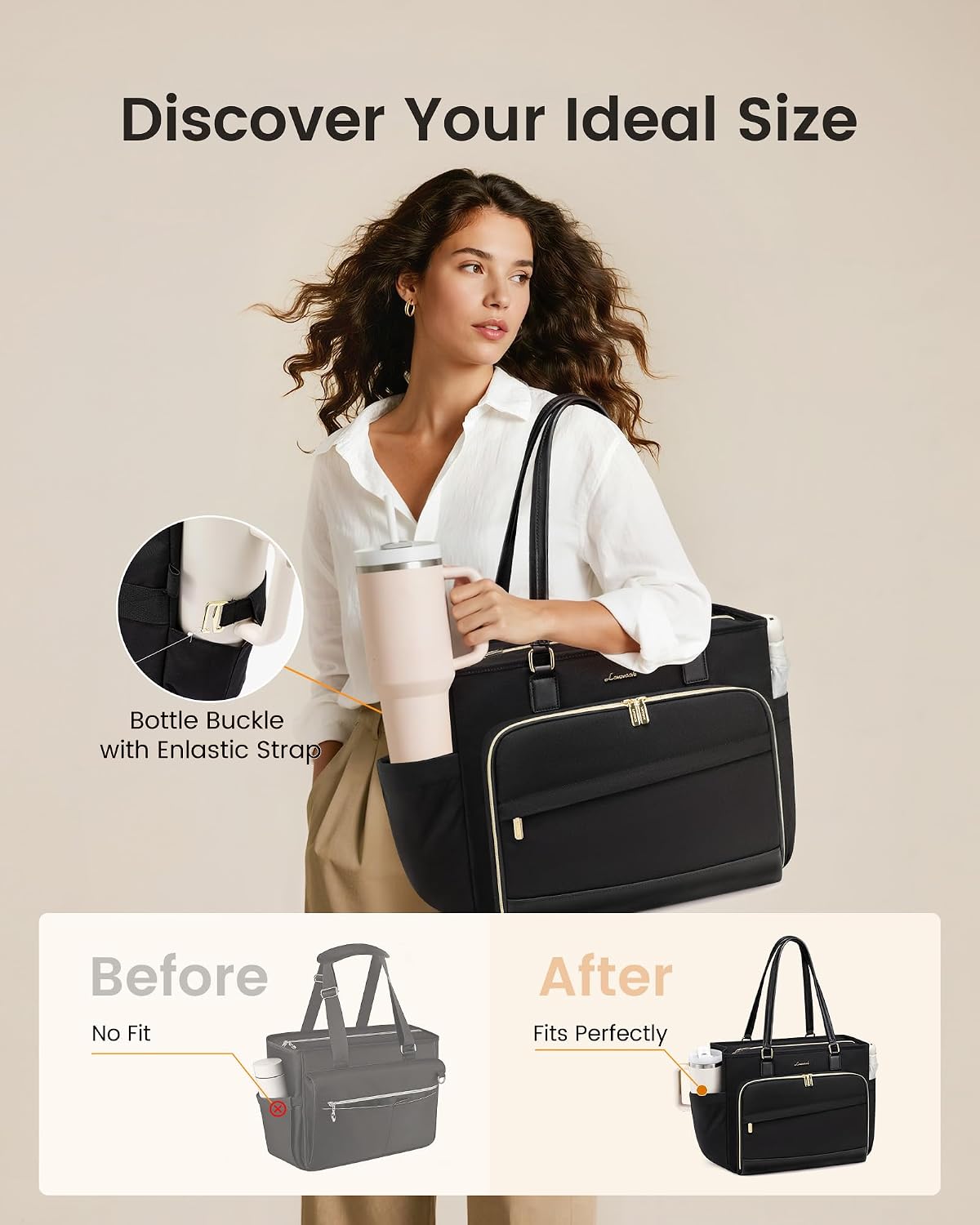 lovevook work tote bag for women,laptop bag with, side view