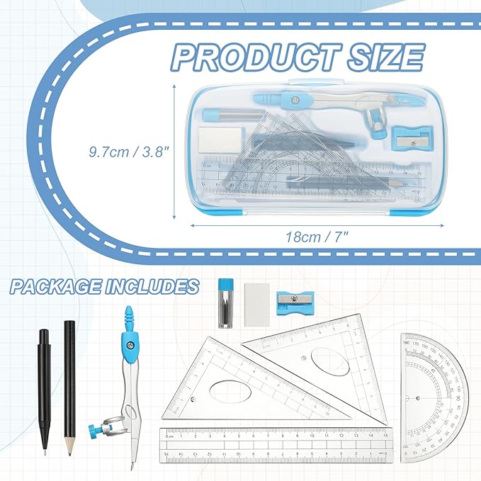 PATIKIL Geometry Precision Tool Set, Sky Blue - Image 2