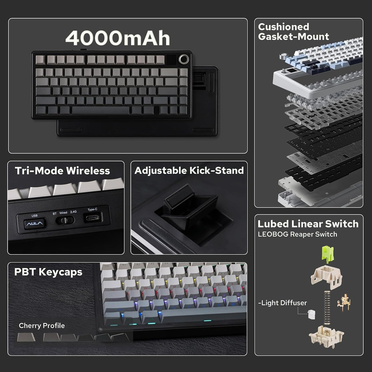 EPOMAKER X Aula F75 MAX Wireless Mechanical Keyboard with TFT Screen and Knob...