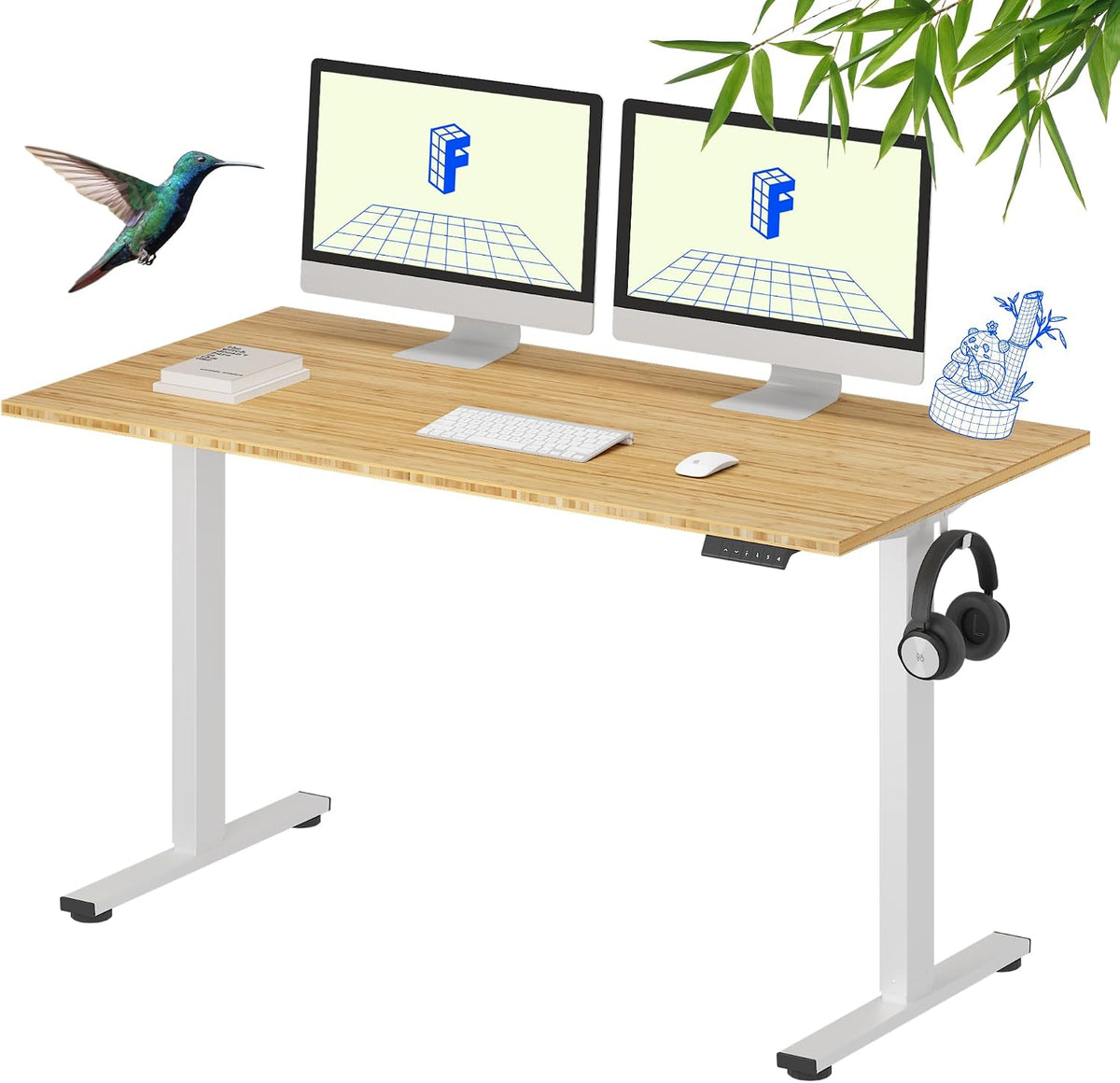 FLEXISPOT EN1 Bamboo One-Piece Standing Desk, 55 x 28 Inches Ergonomic Desk