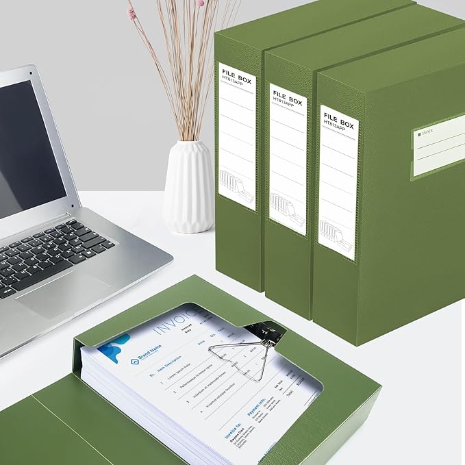 HUA JIE 2 Pack A4 Storage File Boxes Archives Case, 65mm Spine, Box File - Image 5