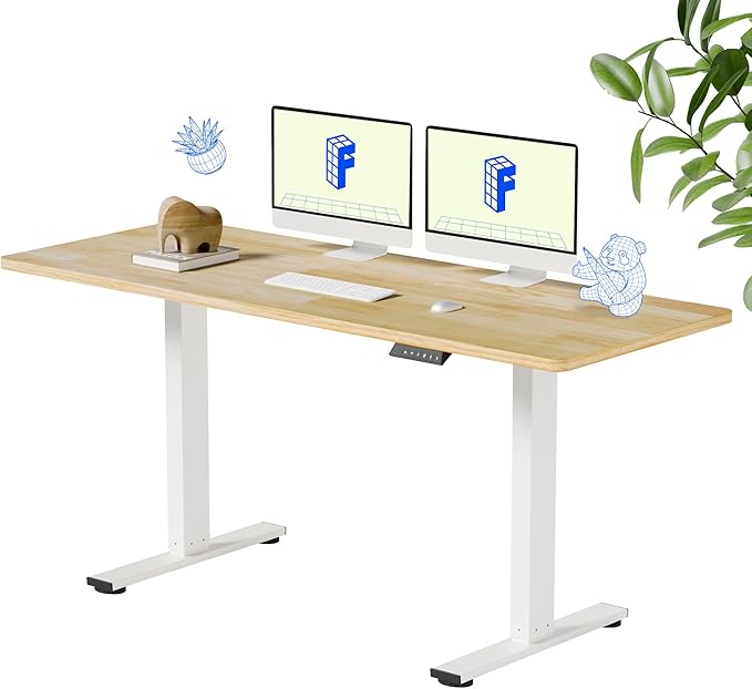 FLEXISPOT EN1 Solid Wooden One-Piece Standing Desk, 63 x 24 Inches Sit Stand by FlexiSpot