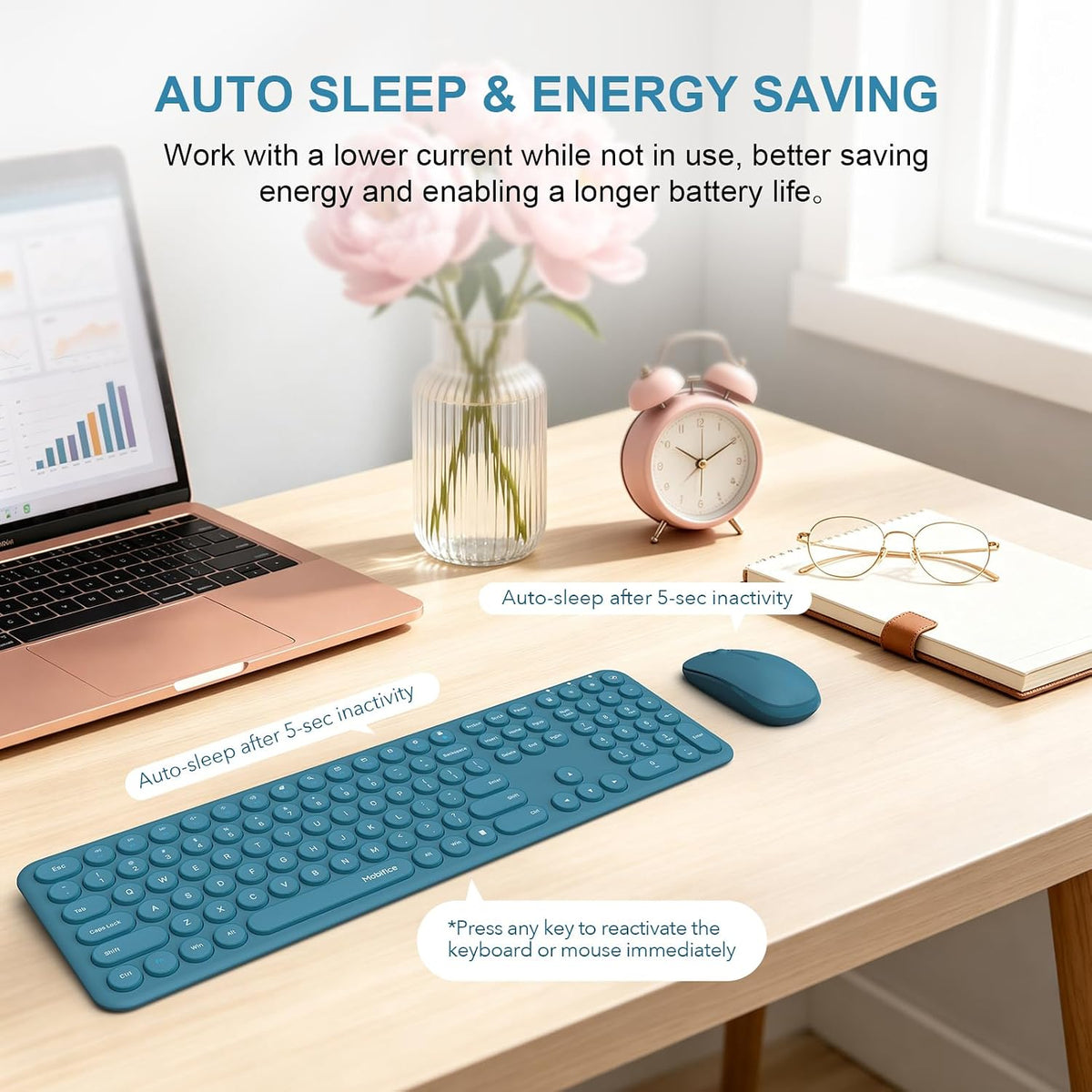 Wireless Keyboard and Mouse Combo, Ultra-Thin 2.4GHz USB Cordless Plug and Pl...