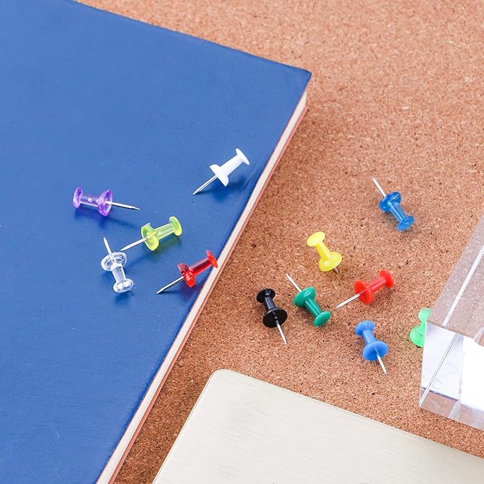 Yalis Push Pins 600 Count Clear Multicolored, Standard Thumb Tacks Steel Point - Image 6