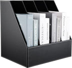 KINGFOM 4-Slot Wood Leather Document Files Holder Rack Stand Desk Files - Image 4