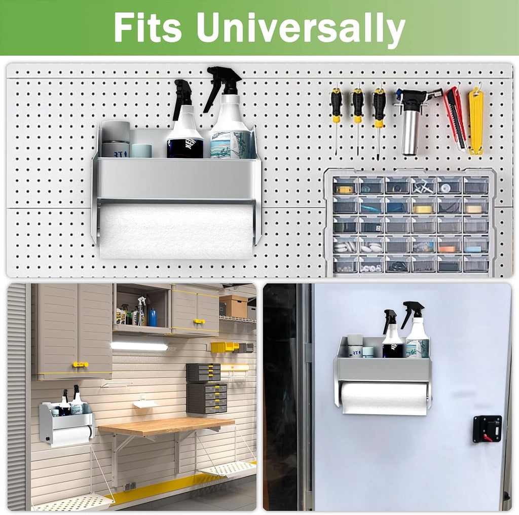 woiron aluminum hand cleaning station organizer bracket (silver) shown in use
