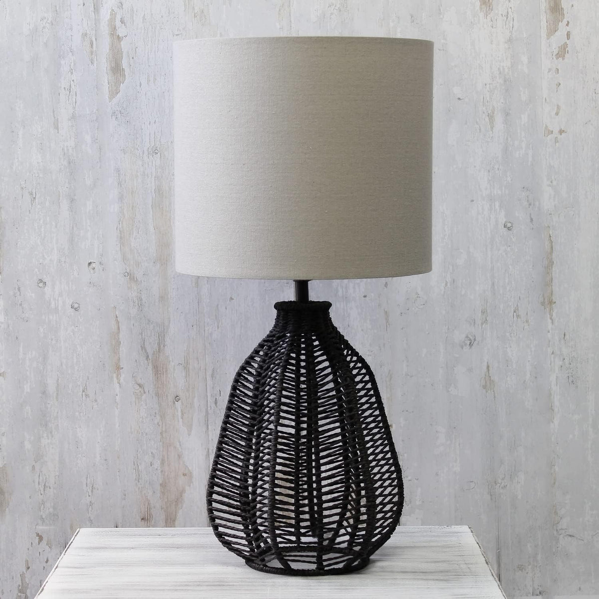 Elegant Designs LT2106-BLK 21" Tall Boho Coastal Inspired Rustic Paper R...