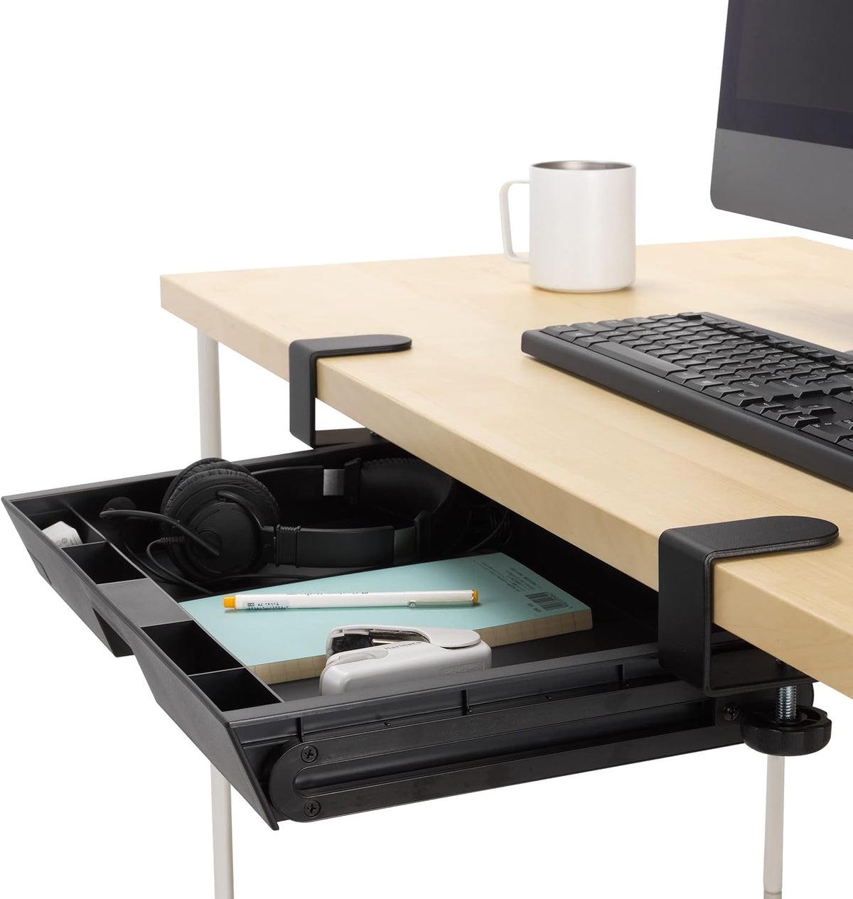 Kensington Clamp-On Storage Drawer, Under Desk Storage Drawer & Damage-Fr...