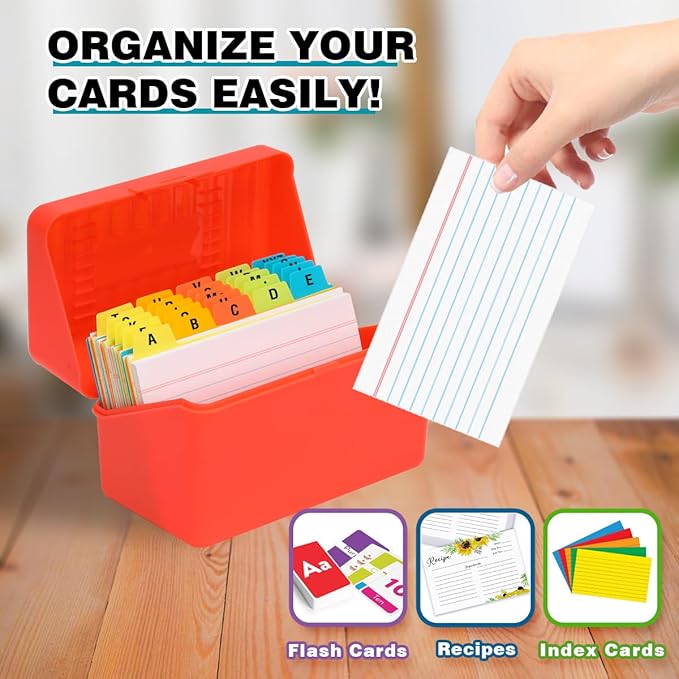 H4D 3x5 Index Card Holder with 100 Heavyweight Ruled Index Cards and 25 Plastic - Image 6