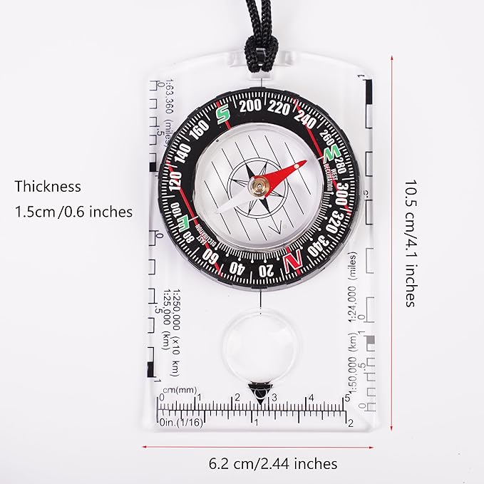 4 Pcs Outdoor Compass with Adjustable Declination, Scale. Multifunctional - Image 3