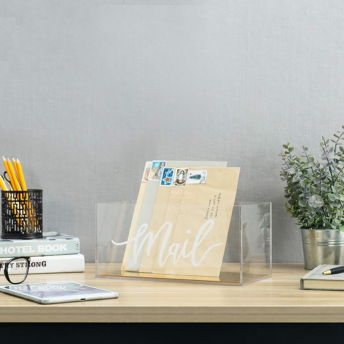 MyGift Clear Acrylic Tabletop Mail Organizer Box - Image 4