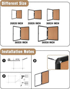 Mifuro 36"x24" Enclosed Bulletin Board, Lockable Weather-Resistant Aluminum - Image 4
