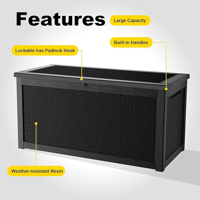 EasyUp 320 Gallon Deck Boxes Waterproof, Outdoor Large Storage Boxes - Image 5