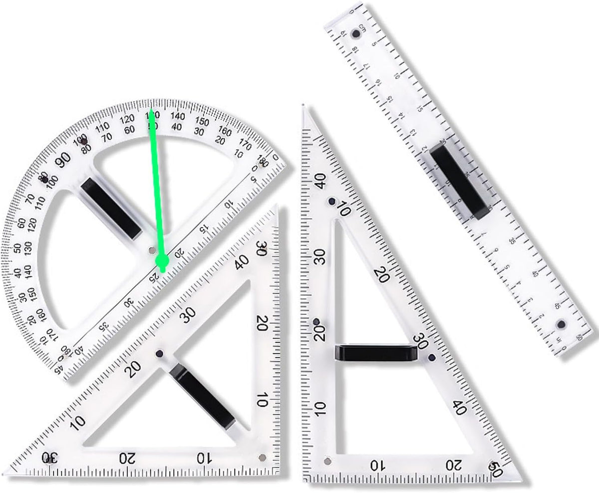 Magnetic Geometry Tool, Protractor, Triangle Rulers Easy Attachment Blackboard
