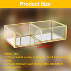 Glass Sticky Note Holder,2 Slots Gold Post It Note Dispenser for Desk,3 x 3 Inch Post It Note Holder, Stylish Sticky Note Dispenser for Home Office Desk Table Drawer