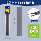 720 pcs 0.7 mm Lead Refills, Mechanical Pencil Lead HB, Break Resistant Pencil - Image 2