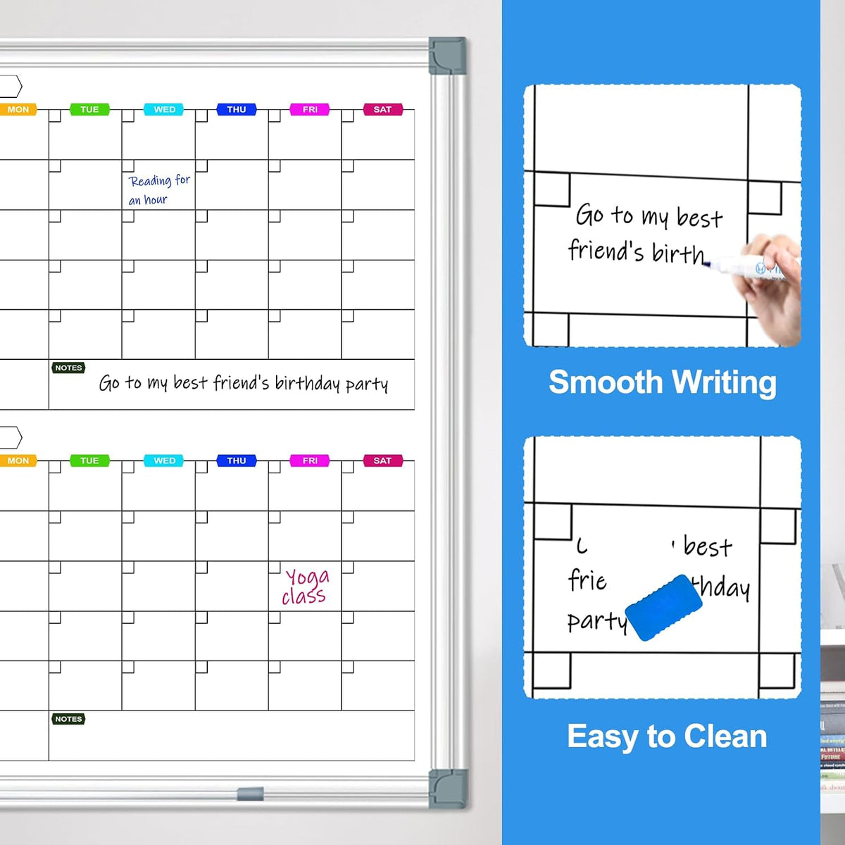4 Month Calendar Whiteboard for Hanging Wall Mount, 36" x 24"