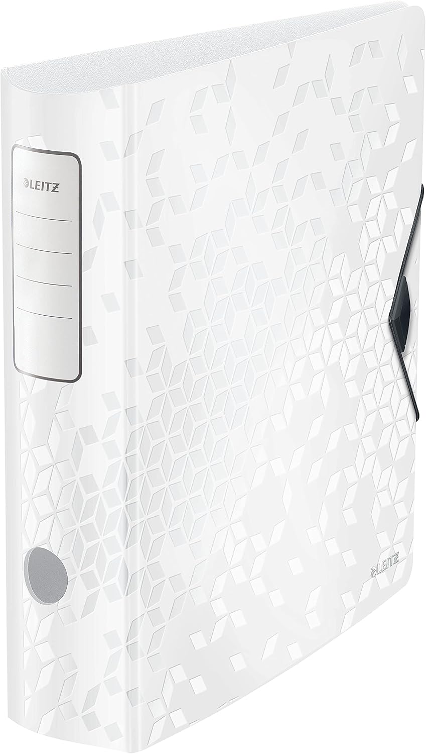 Leitz A4 Lever Arch File Active, White, Curved Spine 75mm Width, Elastic Fastening, Light polyfoam, Wow Range, 11060001